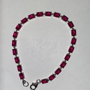 Pink and Silver Tennis Bracelet